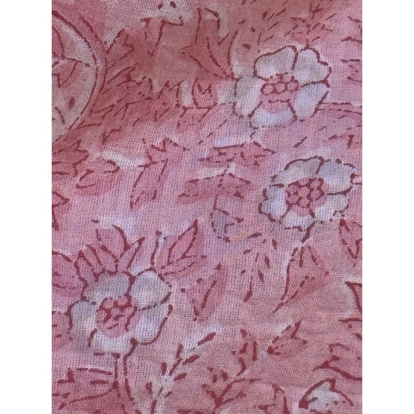 Emerson Fry India‎ Collection Pink Floral Block Print Bardot Peasant Top Large - Picture 7 of 12